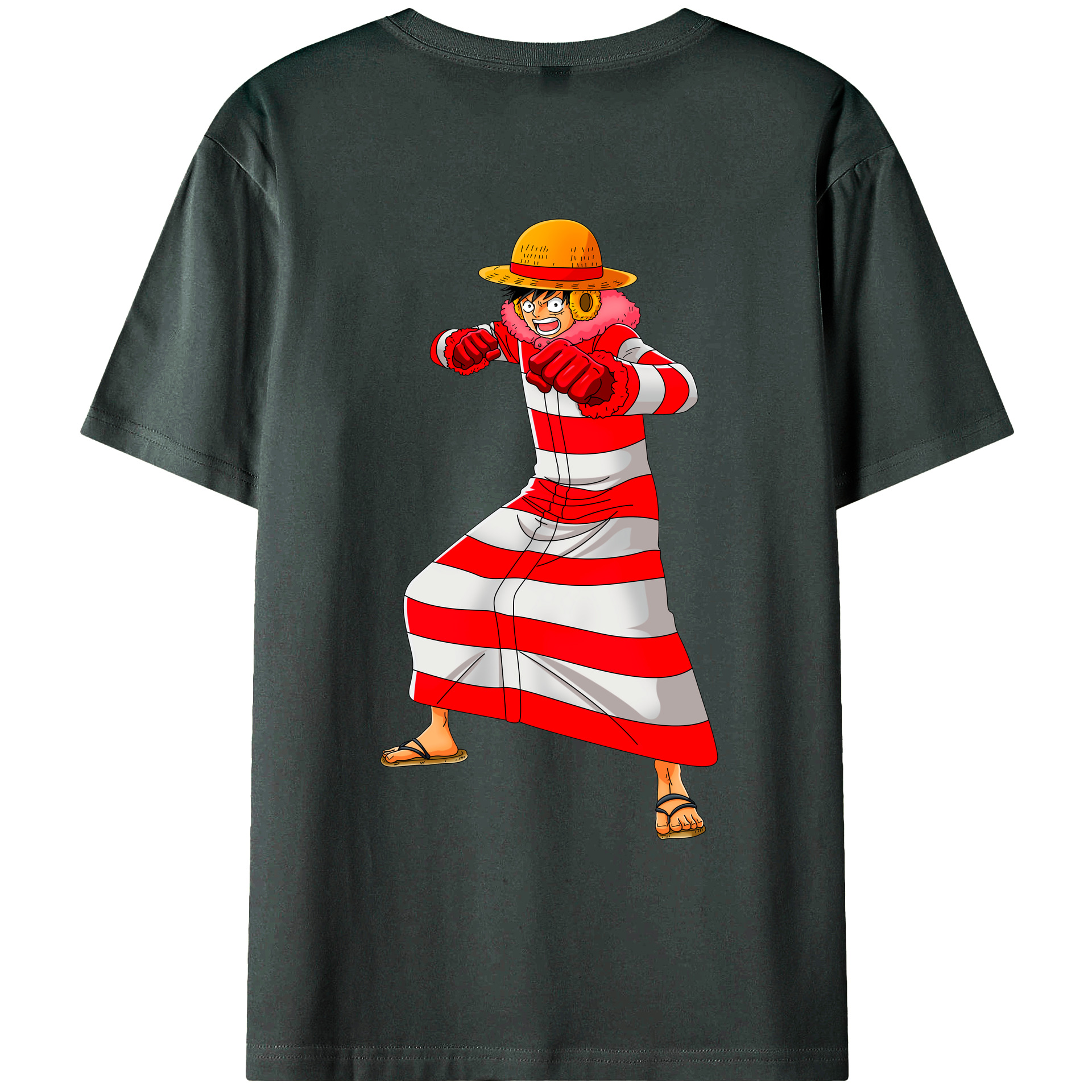 ワンピース モンキー・D・ルフィ ONE PIECE Monkey D. Luffy 綿100％ メンズ半袖Tシャツ（バックプリント） 通気性